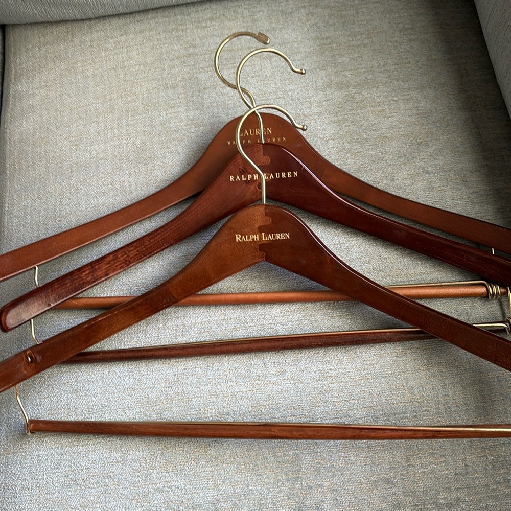 Quality wood suit hangers. Ralph Lauren. Set if 3.